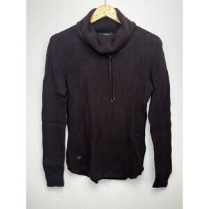 Lauren Ralph Lauren Waffle Knit Turtleneck Cowlneck Sweater Womens Medium Brown